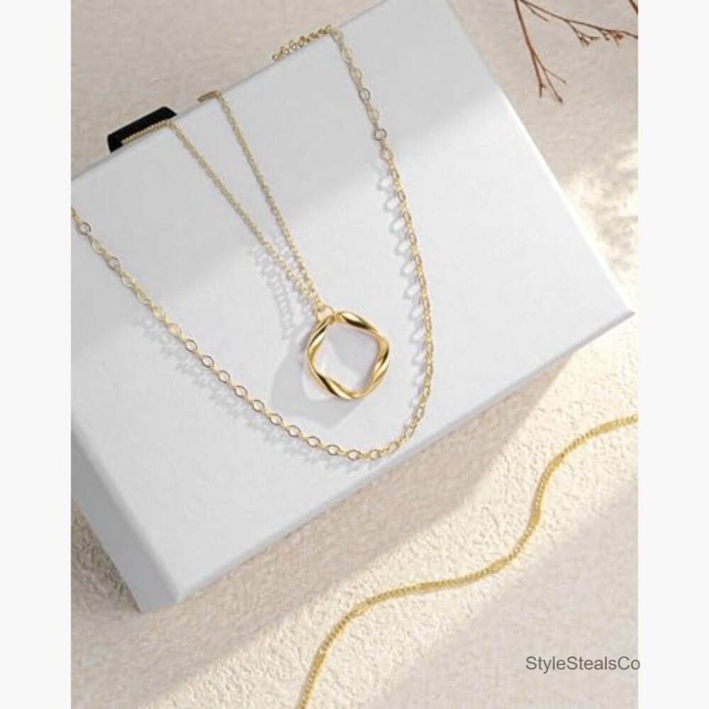 Layered Necklace Set, Stackable Circle Paperclip … - image 6